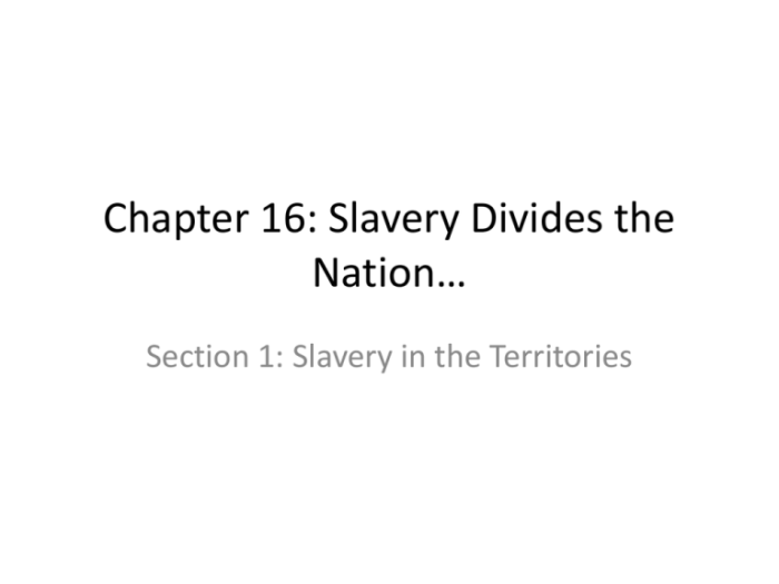 Slavery divides the nation answer key