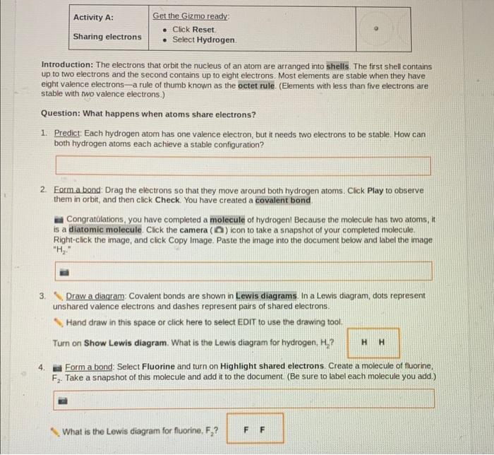 Covalent bonds gizmos answer key