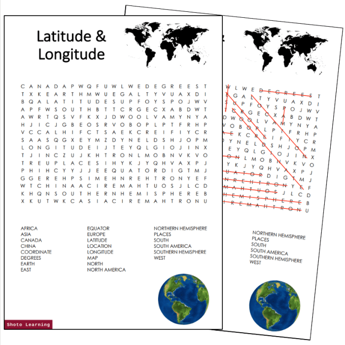 Latitude and longitude word search