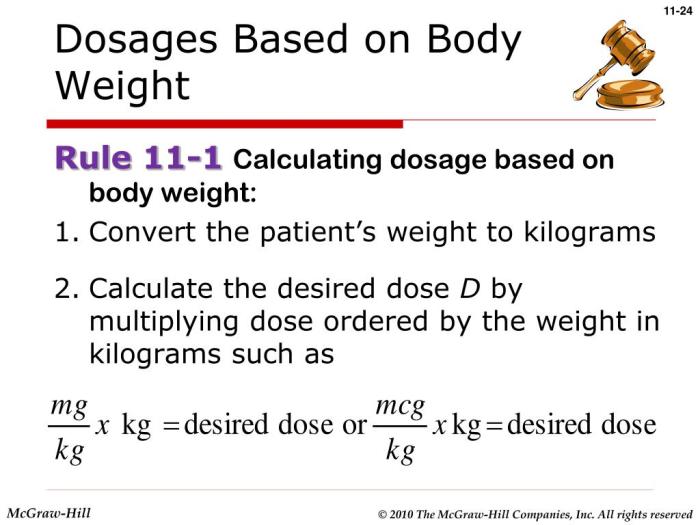 Dosage calculation 3.0 dosage by weight test