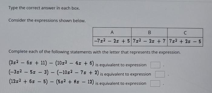 Simplify expression correct answer box type